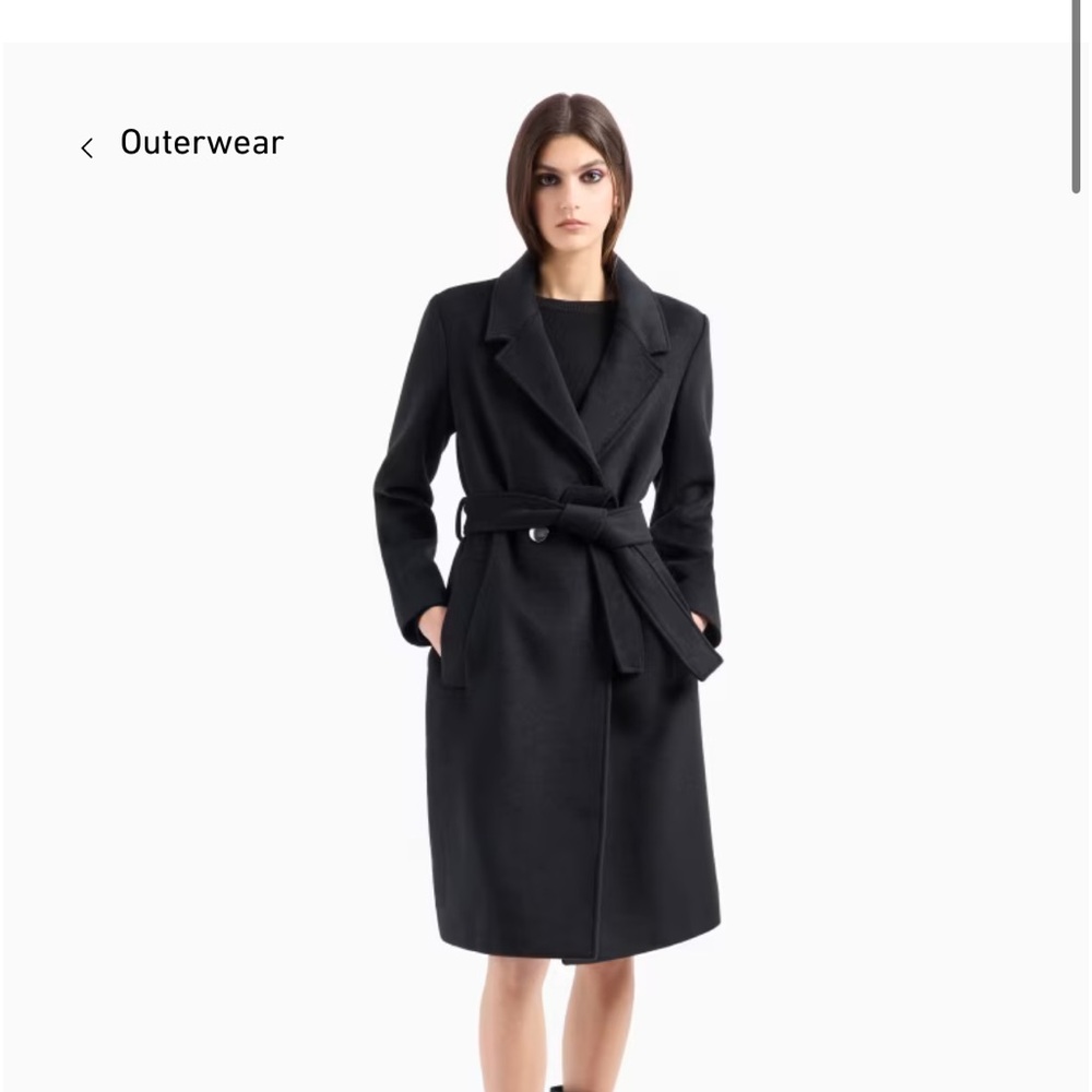 Armani Exchange black coat wool wrap coat
